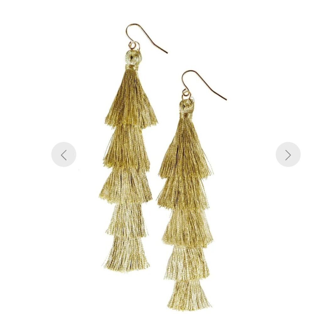 Tipsy Elves Gold Tassel Earrings - New in Package